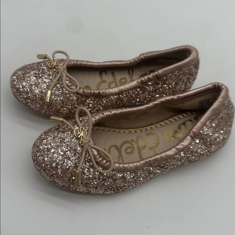Sam Edelman Girls Felicia Pale Pink Gold Size 12 Ballet Flats Sparkle